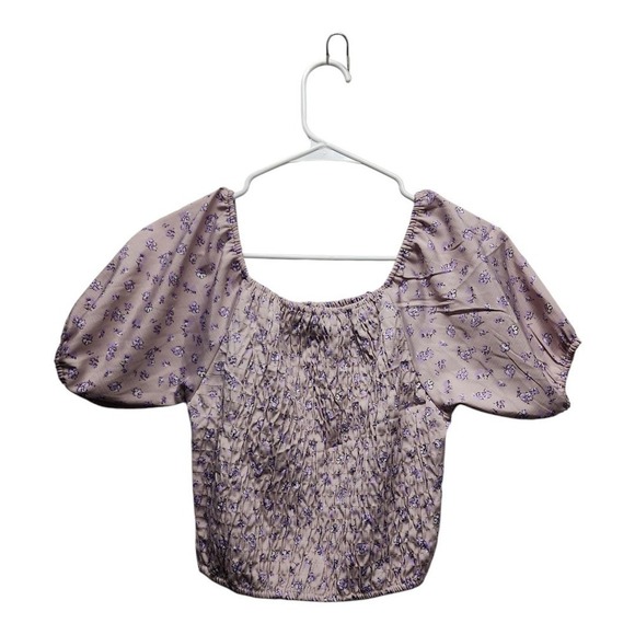 Stylehouse Off-Shoulder Puff Sleeve Blouse Size S Pink Floral Cottagecore - Picture 5 of 8